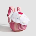Pink cupcake cartoon backpack for kids with striped pocket and adjustable straps - White