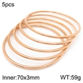 5pcs set of stacking 18k rose gold plated stainless steel bangles 70x3mm size - Rose Gold Plain Ring 5-Piece Set (KB181558-KFC)