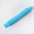 Blue and white striped sensory pop tube toy made of flexible plastic for stress relief - 29mm / Sky Blue