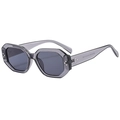 Futuristic polygonal sunglasses in transparent grey frame with dark lenses for fashion - Transparent Gray