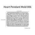Silicone resin mold for heart pendants and Lucy Mum Dad keychains with dimensions - Heart Pendant Mold / 12.9x8.5cm