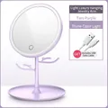 Taro purple LED makeup mirror with luxury hanging stand and three adjustable light modes - Hanging Organizer Style / Purple