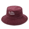 Cappello a secchiello vintage bordeaux in cotone lavato con ricamo e occhielli in metallo - Taglia unica / Borgogna