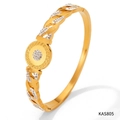 Pulsera dorada de acero inoxidable con llave griega y brillantes circonitas - Dorado