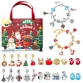 24-day Christmas advent calendar with DIY beaded bracelets and festive holiday charms - M-10 Red & Gold Theme