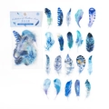 Lapis Lazuli blue feather PET stickers pack with 40 pieces for journaling decoration - Lapis Feather