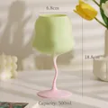 Calice a tulipano macaron verde e rosa con stelo ondulato, capacità 500 ml - Tazza Twist Verde Frutta e Rosa