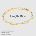 14K gold stainless steel paperclip chain bracelet, length 18cm, minimalist design - Cable Chain Length 18cm