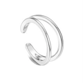Minimalist S925 sterling silver double layer open toe ring with a polished finish - Style 3 (Double Layer Silver)