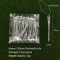 Clear acrylic icicle ornaments with silver strings set of 12 for Christmas tree decor - Striped Pattern Ice Cone / 120mm