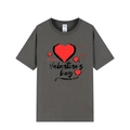 Dark grey Happy Valentine's Day t-shirt featuring red heart prints in a relaxed fit - Dark Grey (Valentine's Day Print)