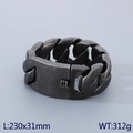 Matte black titanium steel Cuban link bracelet, 31mm wide, punk style with M clasp - Burned Black Bracelet (23cm)