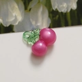 Macro shot of rose pink cherry-shaped acrylic charms for DIY jewelry making - Rose Red (Single)