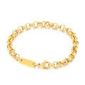 Goldenes Gliederkettenarmband aus Edelstahl mit Karabinerverschluss und Gravurplatte - Goldenes Armband (KB168149-Z)