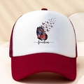 Rote und weiße Trucker-Mütze mit US-Flaggen-Schmetterling und Freedom-Textdruck - Burgunderrot