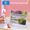 Dual-tip 36 color watercolor pen set with 1-2mm brush and 0.4mm fine tip - 36 Colors White Barrel