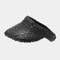 Detailed view of black woven straw sun hat featuring intricate cross-stitch weaving texture - 1# Double Layer Hairband Black