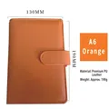 Orange A6 Macaron PU leather binder notebook with snap button and 130x190mm size - Orange