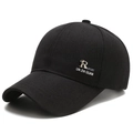 Casquette de baseball classique noire en coton avec logo R Sport et visière incurvée - Réglable / Noir