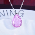 Elegant pear-shaped pink gemstone necklace pendant with silver-tone chain - Pink Zirconia Pendant (No Chain)