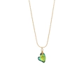 Elegante collana a catena dorata con cristallo a forma di cuore sfumato verde e giallo - 1# Collana a Cuore