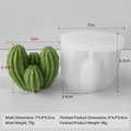 3D cactus succulent silicone mold for DIY candles and soaps with product dimensions - Cactus J-1237