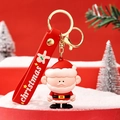 Cute 3D Santa Claus keychain with red silicone Christmas strap and gingerbread man - Santa Claus