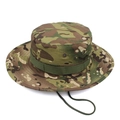 Classic jungle camouflage boonie hat with wide brim and adjustable olive chin strap - One Size L (58-60cm) / CP Camouflage