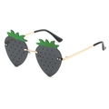 Funny strawberry shaped sunglasses with gold metal frame and dark grey tinted lenses - Gray