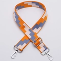 Adjustable wide replacement bag strap with orange and blue geometric woven pattern - No. 321 / Silver
