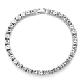 Classic silver hip hop tennis bracelet with rows of round cut clear cubic zirconia crystals - 5mm / 7" / Silver