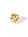 Macro detail of 18k gold wheat leaf and cuban chain design on adjustable open ring - Adjustable Open / Double Layer Wheat Ear & Cuban Chain Style