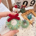 Handmade green wreath brooch with red velvet bow and golden beads for Christmas gift - Large Light Color Thick Wreath Fridge Magnet / Approx 4.5cm