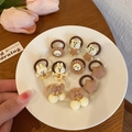 Set of 10 cute cartoon hair ties including bears and rabbits in cream and coffee colors - Beige Coffee Series Star 10 Pieces Set