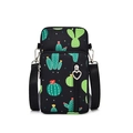 Mini-Handytasche in Schwarz mit grünem Kaktus- und buntem Blumenmuster - S / Kaktus
