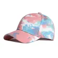 Tie-dye cotton baseball cap featuring pink and blue irregular wash patterns - Adjustable / Pink