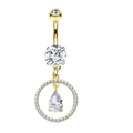 Eleganter vergoldeter Bauchnabelring mit runden und birnenförmigen klaren Zirkonias - Stil 6 Gold