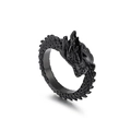 Anillo de dragón en acero inoxidable negro mate con escamas detalladas y relieve - US 8 / Negro