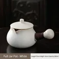 White ceramic tea pot with 900ml capacity and heat-resistant wrapped handle - 30oz / Yuanman Jar Pot (White) / 25cmx14cm