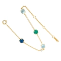 Bracciale vintage francese in argento S925 placcato oro 14k con calcedonio verde e conchiglia - Stile Calcedonio Verde E Conchiglia Bianca