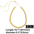 Collier à billes dorées de 8mm pour femme avec chaîne réglable 45+5cm et plaquage or 18k - 8mm