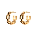 Moderne C-förmige Hohlkettenglieder-Ohrringe in Gold und Schwarz aus rostfreiem Stahl - Schwarz