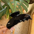 Minimalist glossy black Y2K hair claw clip for thick hair in large size finish - Black (Approx 10.5cm)