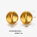 Pendientes ovalados dorados de acero inoxidable con acabado pulido y medidas - Dorado