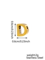 Vue détaillée des dimensions du charm lettre D de 6mm plaqué or 18k en acier inoxydable - Pendentif Lettre D