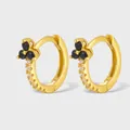 Orecchini huggie in argento S925 con zirconi neri e bianchi in finitura oro - Oro Nero