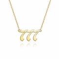 Detail of 14K gold stainless steel necklace featuring a 777 lucky number pendant - Number 777 (Gold)