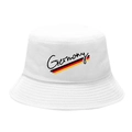 White cotton bucket hat with Germany flag colors and text for sun protection - M / 3# Germany Text - White