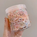 Set di elastici per capelli color macaron in barattolo trasparente ad alta elasticità - Barattolo / 6# Macaron Piccoli Anelli (Circa 2000 Pezzi)