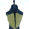 Infinity loop scarf in black and yellow waffle knit pattern on a studio mannequin - XLB-012 Black and Yellow